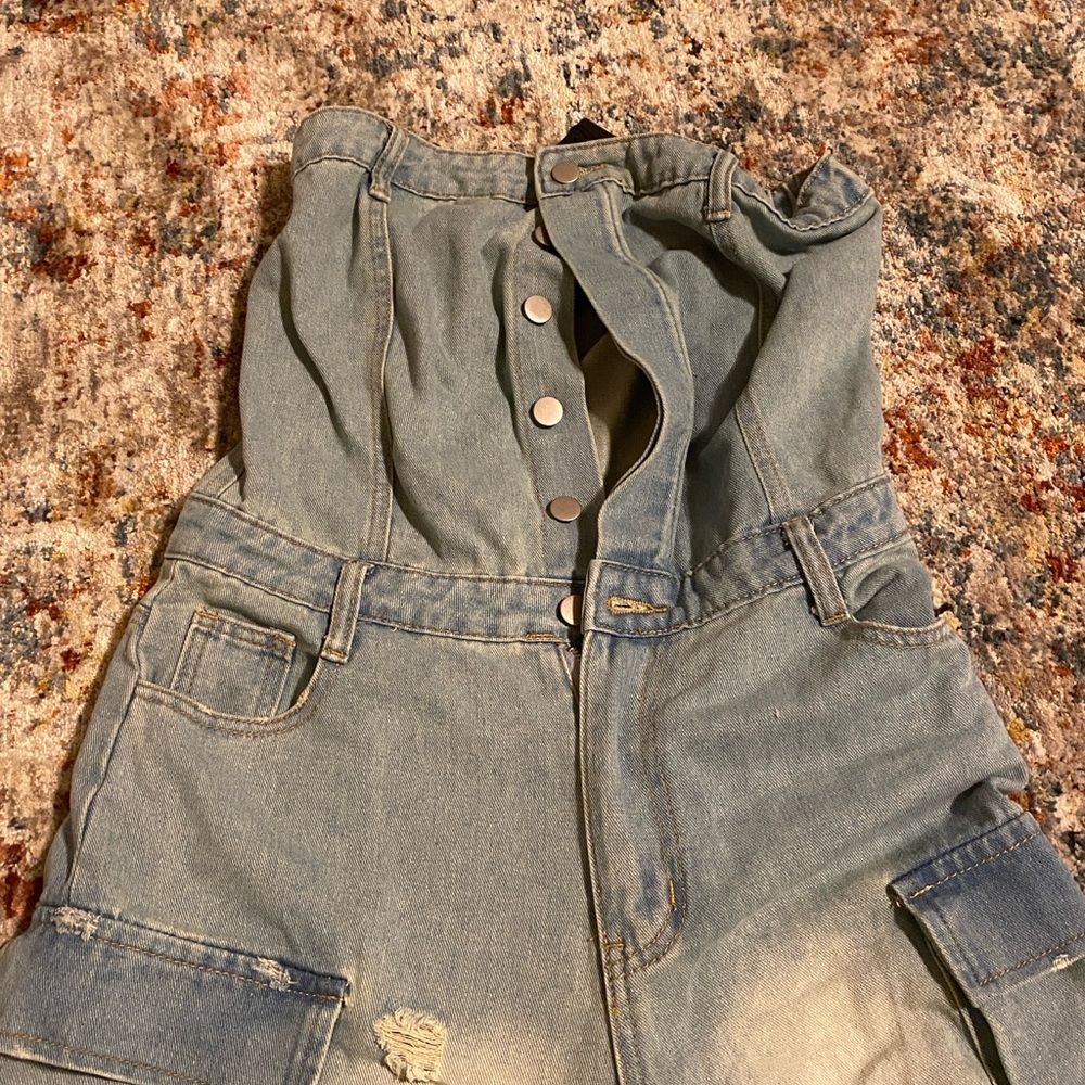 Fashion Nova Light Blue Denim Jumpsuit - Picture 4 of 10
